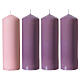 4x Candelotti dell'Avvento viola e rosa lucidi 180x60 mm s1