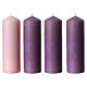 4x Candelotti opachi dell'Avvento viola e rosa 180x60 mm s1
