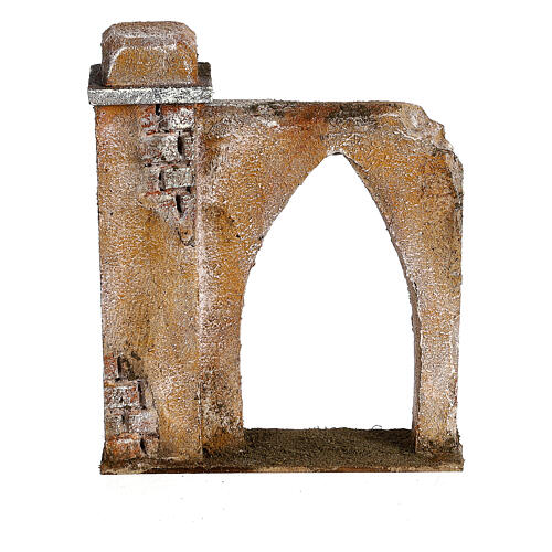 Parede arco ogival e coluna para presépio 10 cm 20x15x5 cm estilo palestiniano 1