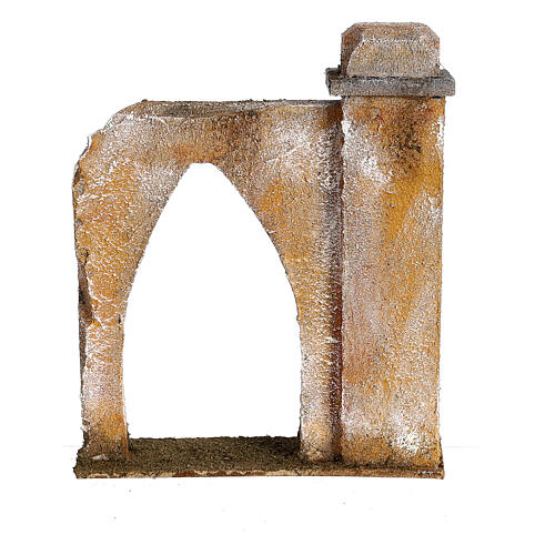 Parede arco ogival e coluna para presépio 10 cm 20x15x5 cm estilo palestiniano 4