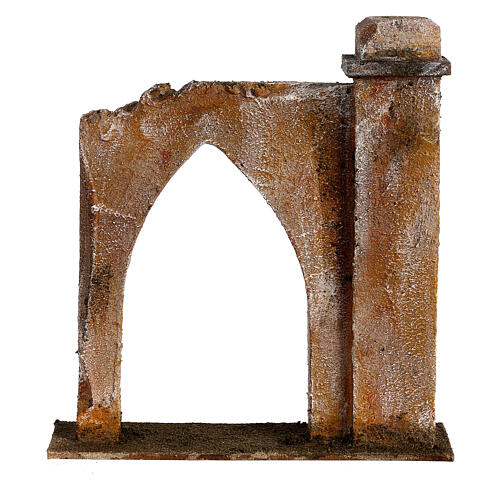 Pared arco ojival y columna al lado para belén 12 cm 20x20x6 cm estilo palestino 4