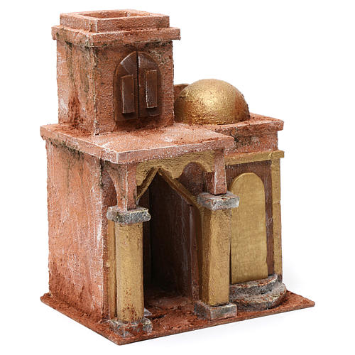 Casa árabe con cúpula y cortina para belén 10 cm de altura media 25x15x20 cm 3