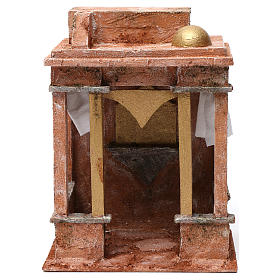 Ambientazioni, botteghe, case, pozzi: Ambientazione araba con piccola cupola tende ai lati e colonne per presepe 12 cm 30X20X25