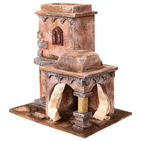 Arab House with Double Cupola and Blue Curtains for 10 cm nativity 30X20X20