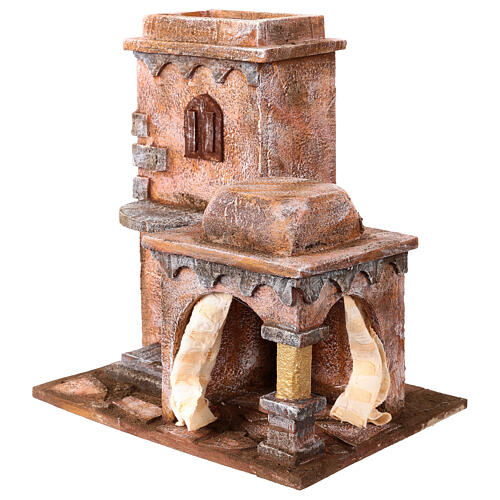 Arab House with Double Cupola and Blue Curtains for 10 cm nativity 30X20X20 2