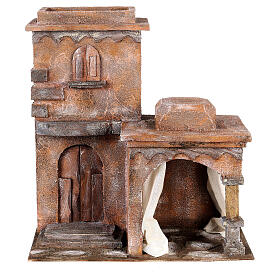 Arab house with domes and blue curtain for 12 cm nativity scene