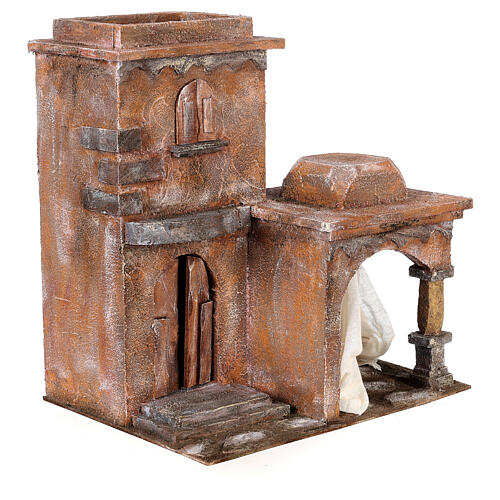Arab Home with Double Dome and Archway with Blue Curtains for 12 cm nativity 35X35X25 4