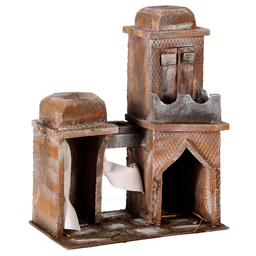 Arab house with domes, pointed arch and blue curtains for 10 cm nativity scene 2