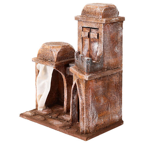 Casa araba doppia cupola doppio porticato tende azzurre per presepe 10 cm 30X25X15 3