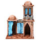 Casa árabe con doble cúpula doble porche con cortinas azules para belén 12 cm de altura media 35x30x20 s1