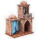 Maison arabe double dôme double porche rideaux bleus pour crèche 12 cm 35x30x20 cm s3