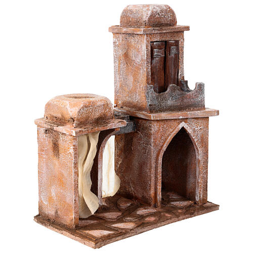 Casa araba con doppia cupola doppio porticato tende presepe 12 cm 35X30X20 2