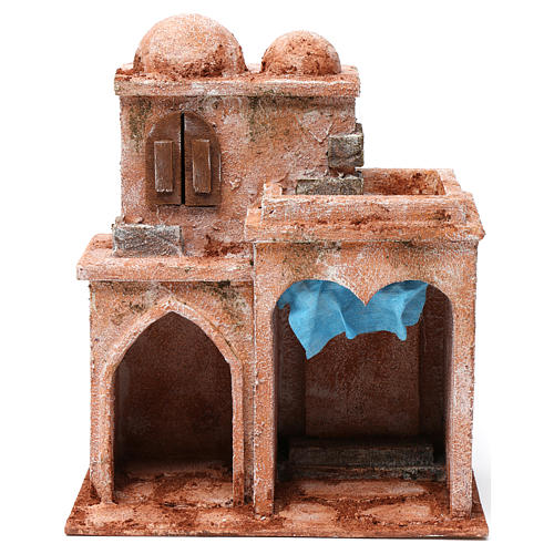 Arab building with domes, pointed arch and curtains for 10 cm nativity scene 1