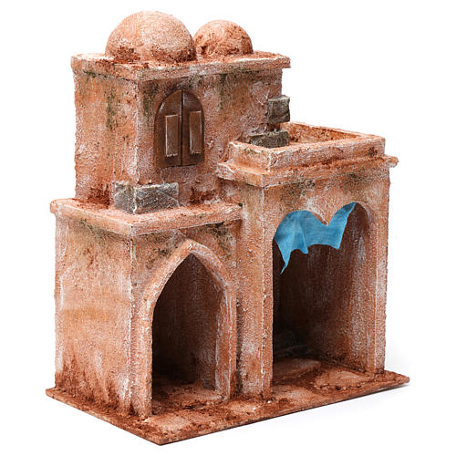 Arab building with domes, pointed arch and curtains for 10 cm nativity scene 3