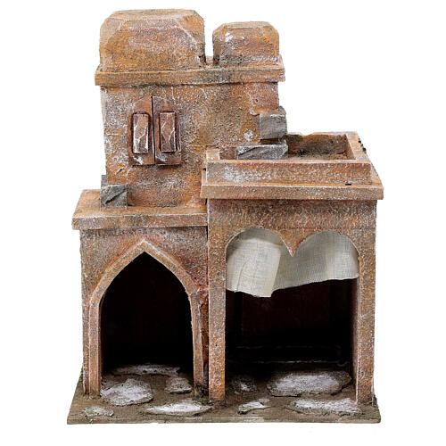 Dom arabski z podwójną kopułą podwójnym portykiem i firankami do szopki 10 cm 30x25x15 5