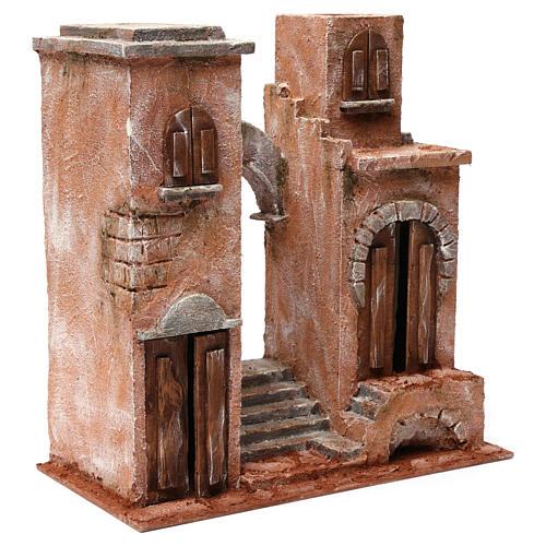 Cenário árabe com arco e escadas 35x35x20 cm para presépio com figuras de 12 cm 3