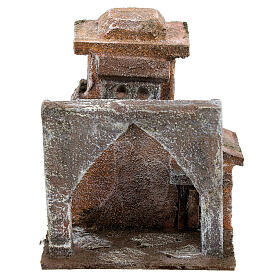 Casa araba porta legno cupola e arco ogivale 10X10X10 cm stile palestinese presepe 3 cm