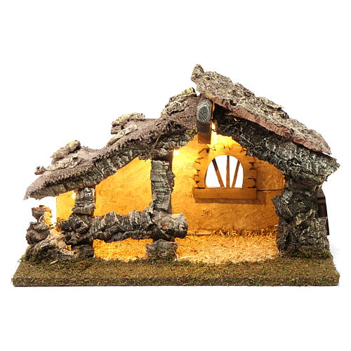 Wooden hut with led lights 20x35x20 cm 1