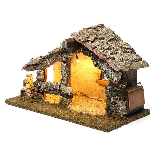 Wooden hut with led lights 20x35x20 cm 2