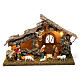 Wooden hut with led lights 20X35X15 cm with complete Nativity Scene s1
