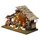 Wooden hut with led lights 20X35X15 cm with complete Nativity Scene s2