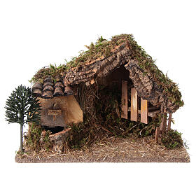 Barn with fence and fountain 30X40X20 cm for 9-10 cm nativity
