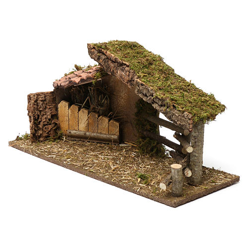Hütte mit Dachzigeln und Zaun, für Krippe 30x60x20 cm 2