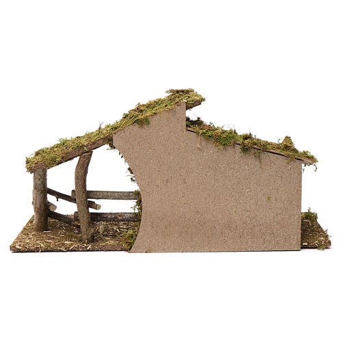 Hut with tiled awning and fences, 30x60x20 cm for Nativity Scenes 10-13 cm 4