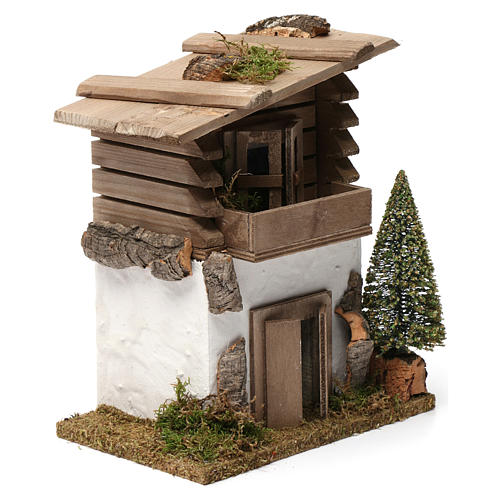 Nordic house with pine tree 20x20x10 cm for Nativity Scene 3