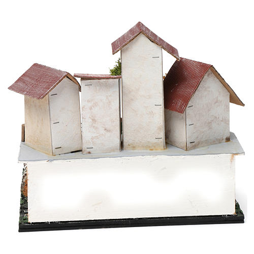 Borgo con piazza, pozzo, albero e porticato 25X25X20 cm per presepe 4