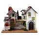 Rural hamlet with staircase and battery-powered fire 30x40x30 cm for Nativity Scene s1