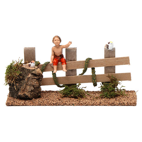 Child on a Fence 10X20X5 cm for 10 cm Nativity  1