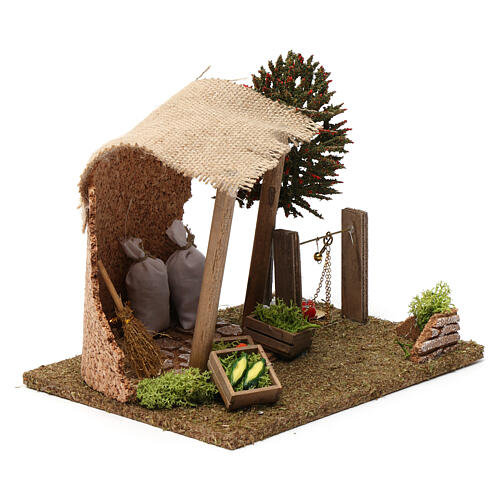 Cabana com verduras e balança para presépio com figuras altura média 9/10 cm - 20x20x20 cm 3