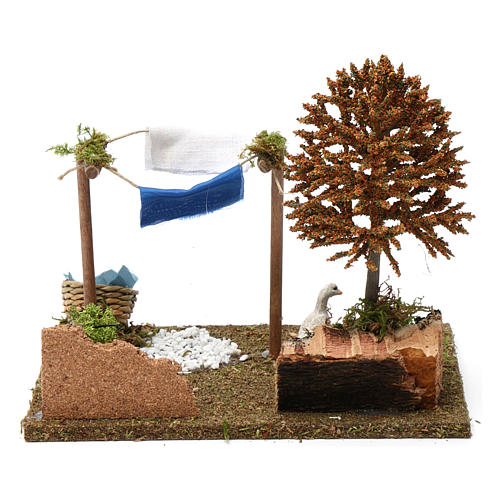 Countryside area with clothes and goose 20x20x20 cm for Nativity Scenes 9-10 cm 4