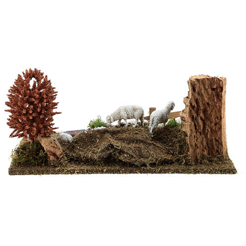 Pasterz śpiący stado i drzewo 15x30x20 cm do figurek do szopki h 8-10 cm 4