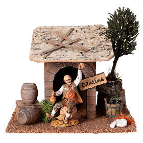 Cantina bevitore ubriaco 20X20X15 cm per presepi 9-10 cm