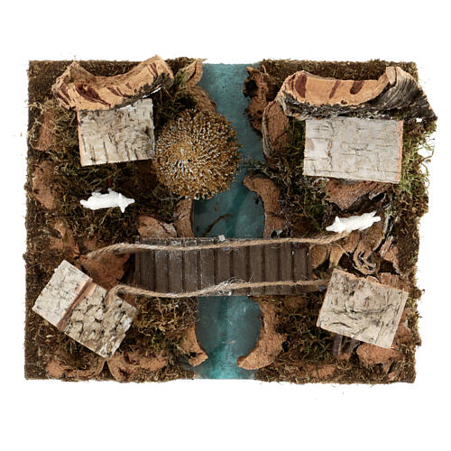 Modular river part with houses and bridge 20x20x20 cm 3