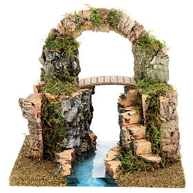 Stone arch, bridge on a river 20x30x20 cm