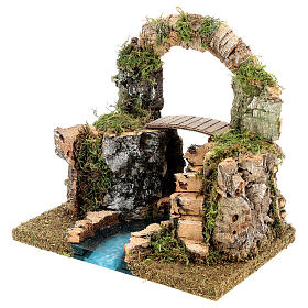 Stone arch, bridge on a river 20x30x20 cm