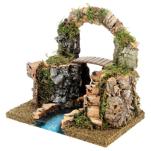 Stone arch, bridge on a river 20x30x20 cm 2