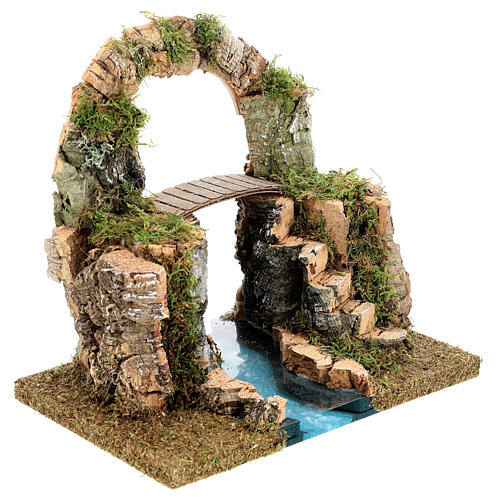 Stone arch, bridge on a river 20x30x20 cm 3