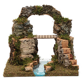 Holyart Presepe Italiano Cascata Con Inizio Fiume Per Presepe Artigianale - 13x12x10 Cm In Legno E Sughero Decorazioni Presepio Italiane