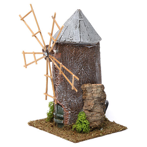 Windmühle elektrisch aus Harz für Krippe, 20x10x10 cm 2