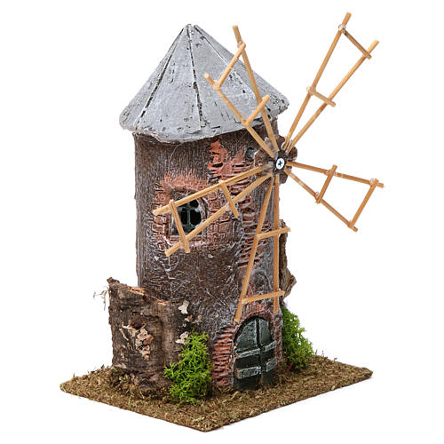 Windmühle elektrisch aus Harz für Krippe, 20x10x10 cm 3