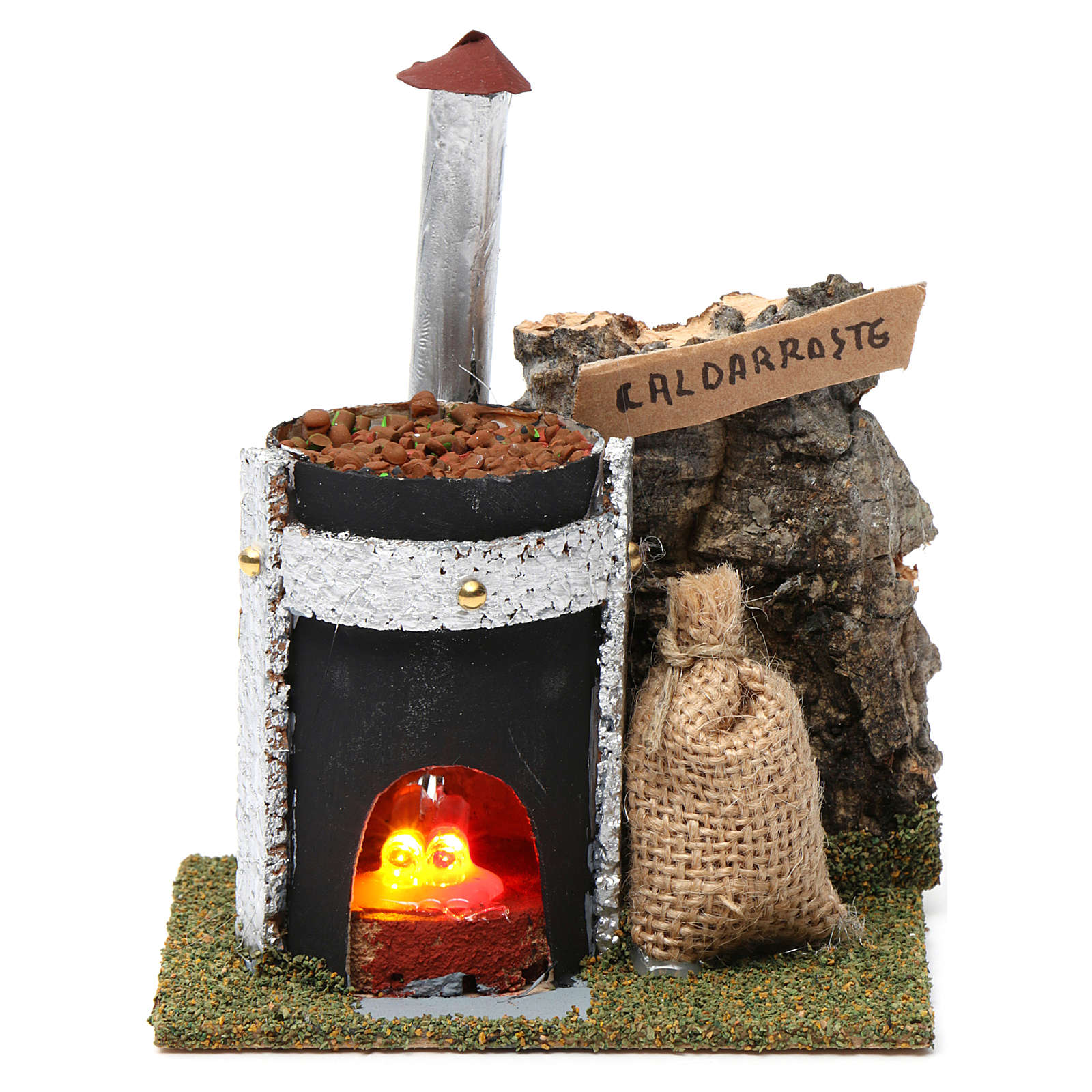 Woodburning stove with chestnuts for Nativity
