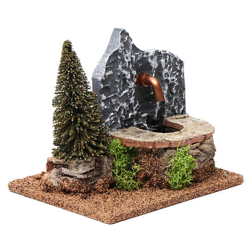 Electrical fountain in cork with pine tree 15x20x15 cm for Nativity Scene 9-10 cm 3
