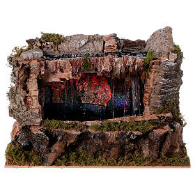 Cave with stream and play of light 30x30x20 cm for Nativity Scene 10-13 cm