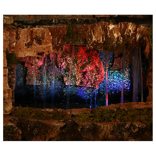 Grotte avec ruisseau et jeu de lumières 30x30x20 cm avec santons 10-13 cm 2