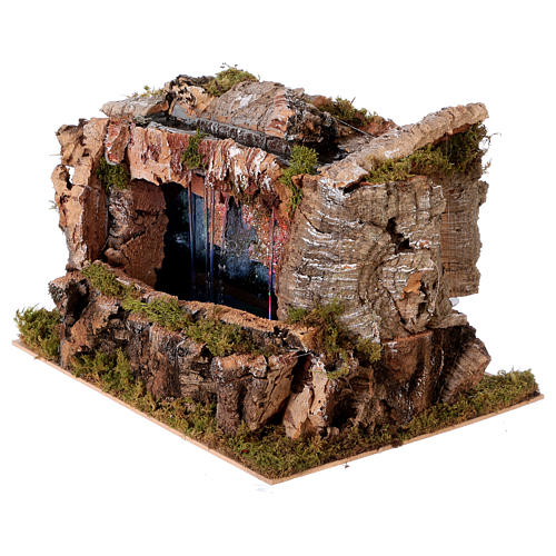 Grotte avec ruisseau et jeu de lumières 30x30x20 cm avec santons 10-13 cm 3