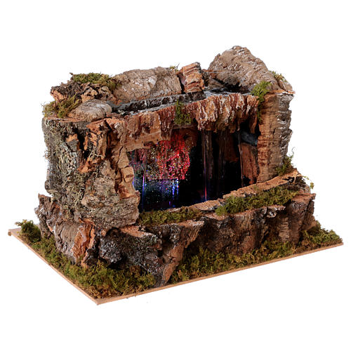 Grotte avec ruisseau et jeu de lumières 30x30x20 cm avec santons 10-13 cm 5